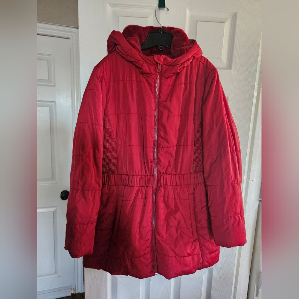 Red Hooded Puffer Jacket